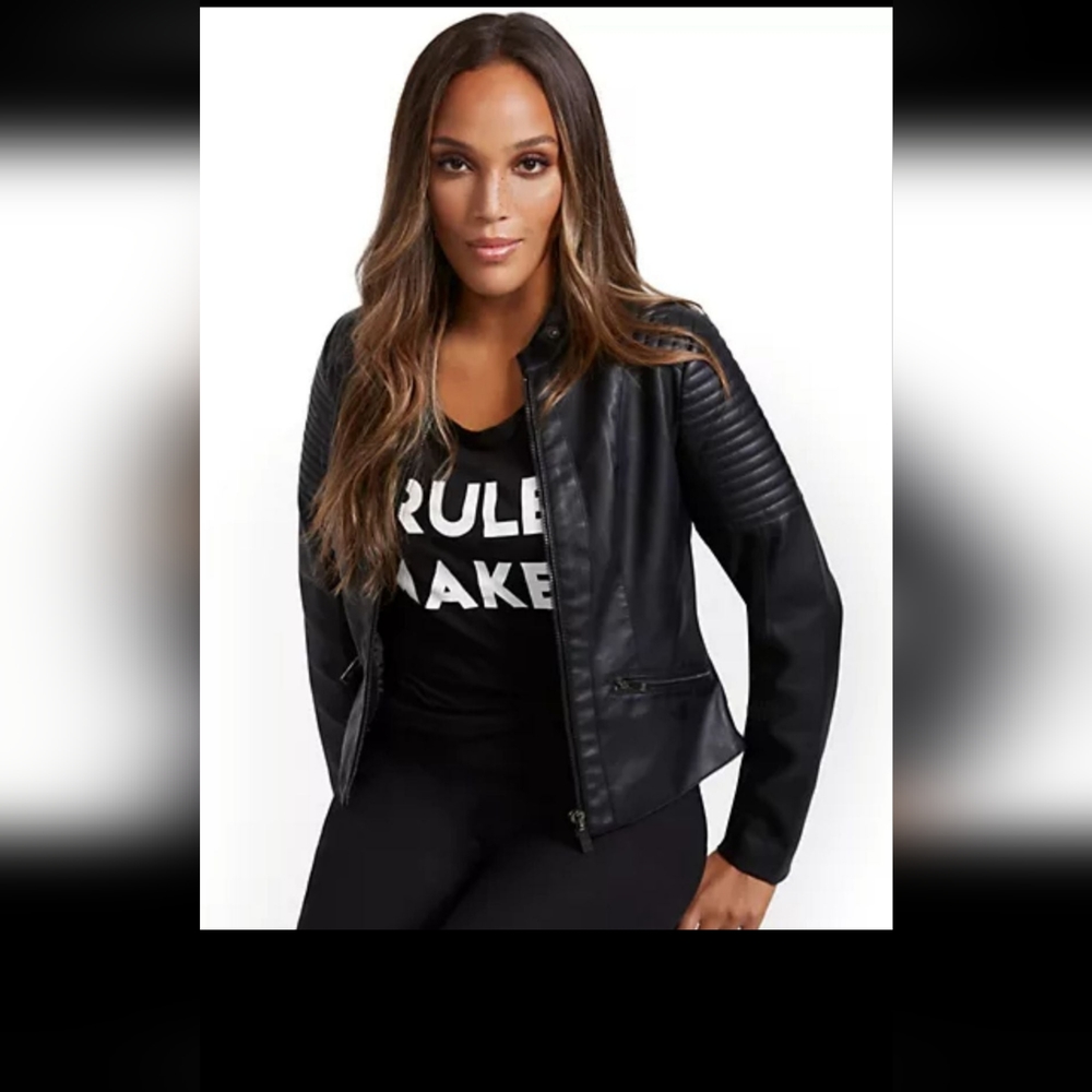New York & Company Black Motto Jacket